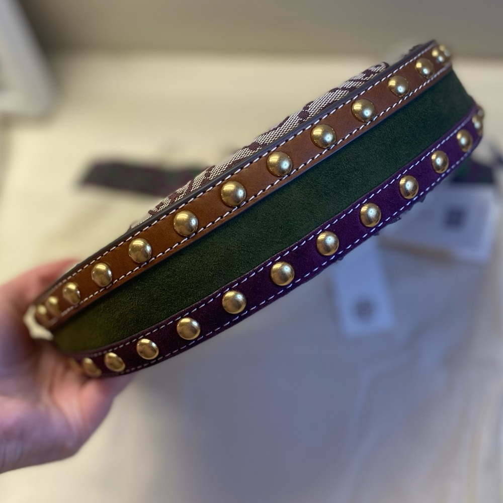 🔥NWT Tory Burch T Monogram Jacquard Studded Mini Crescent Bag - Picture 14 of 16